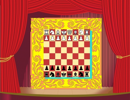Chess set on the stageのイラスト素材