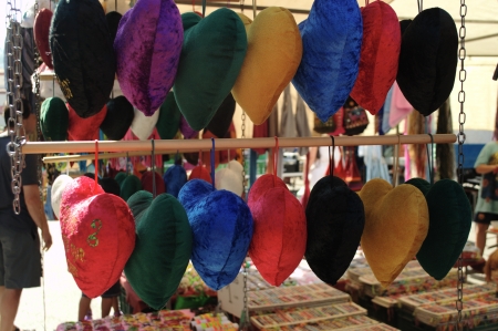 Hats in a street marketの写真素材