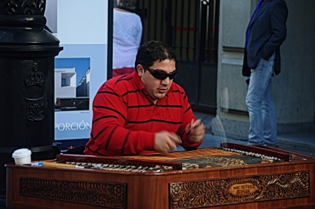 Seville - Spain- 30th October 2013 - Street phtography - Street musician performing 16のeditorial素材