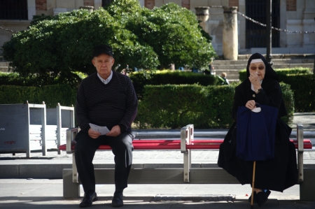 Seville - Spain- 30th October 2013 -Street phtography - old man and nun 15のeditorial素材