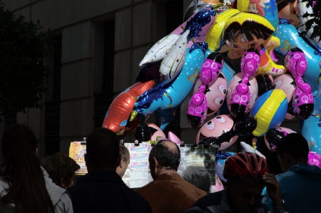 Sevilla  Spain  16-11-2013  Street photography  Balloon seller 45のeditorial素材
