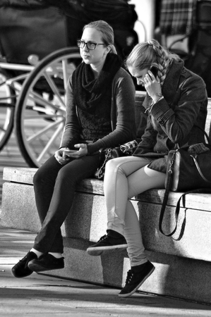 Seville, Spain, 26-01-2014- People sitting and chatting 44のeditorial素材