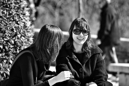 Granada  Spain   19th February 2014 - Urban life  Girls chattingのeditorial素材