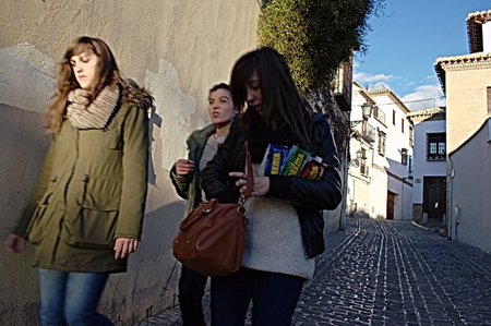 Granada  Spain   19th February 2014 - Urban life  People walking in the Albaicinのeditorial素材