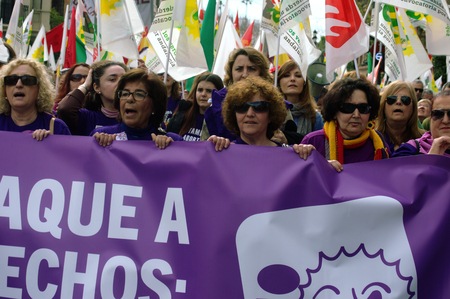 Sevilla 28 2-2014  Andalusia Day  Protest demonstration 33, Women in favour of the abortionのeditorial素材