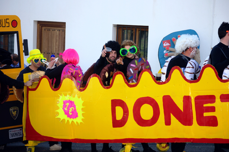Carmona - Seville - Spain - 8th March 2014 - Carnival celebration -Donouts packetのeditorial素材