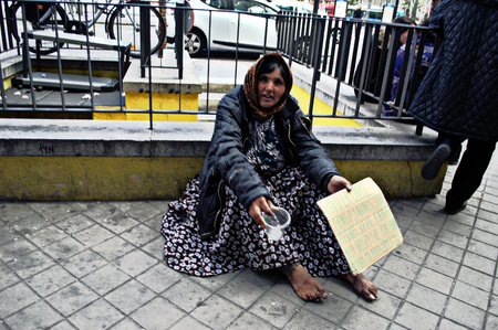 Madrid, 22nd March 2014 - Homeless woman in Madrid 117のeditorial素材