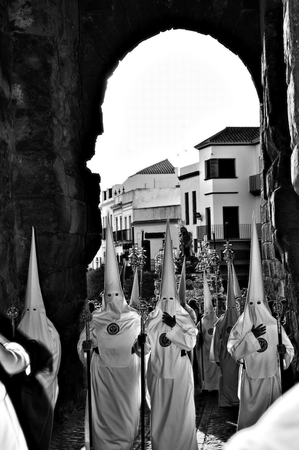 Carmona  Seville  Spain 18th April 2014  Penitents in white 14のeditorial素材