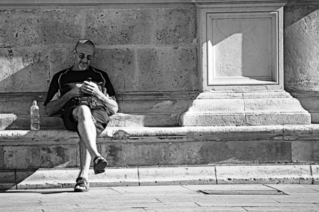 Seville  Spain  29th April 2014  Urban life  Man in the sun 12のeditorial素材