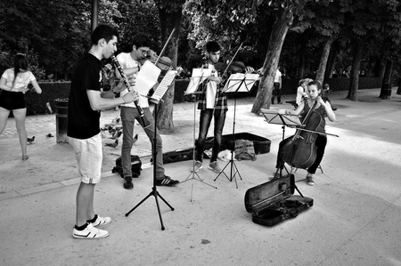 Madrid Spain  15th May 2014  Street photography 44 Chamber band in the streetのeditorial素材