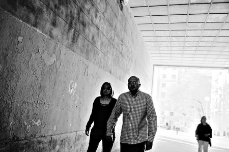 Madrid Spain  16th May 2014  Street photography 37 Old couple walking in the streetのeditorial素材