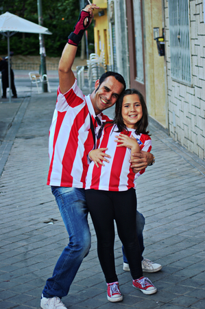 Madrid Spain  17th May 2014  Street photography 40  Football supporters celebrate the championshipのeditorial素材
