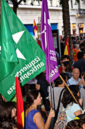 Sevilla 2nd June 2014 Protests against the monarchy  Flags 12のeditorial素材