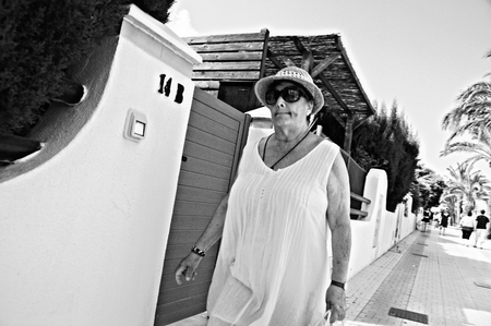 27th July 2014 La Manga del Mar Menor Murcia  Spain -  XVII - People walking in La Manga del Mar Menorのeditorial素材