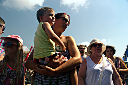27th July 2014 Cabo de Palos Murcia  Spain -  VI - People in a street market at Cabo de Palosのeditorial素材