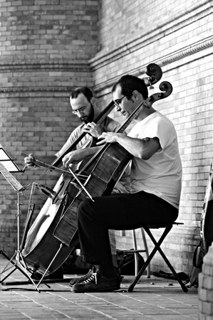 Seville, Spain, 18th August, 2014 - Urban life III - Street musiciansのeditorial素材
