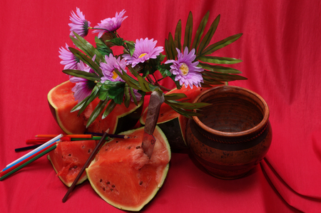 Still life with watermelon 7の写真素材