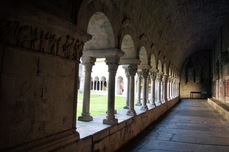 Inside the Girona (Spain) cathedral, the cloisterのeditorial素材