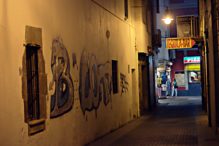 Lloret de Mar - Girona (Spain) - 15-10-2014 Urban life - Evening lights in the street 43のeditorial素材