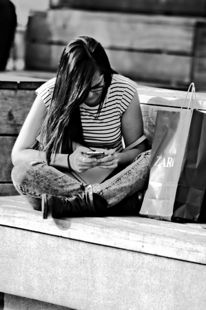 Seville (Spain) 1st Septembr 2014 Urban life - Young lady in the street 46のeditorial素材