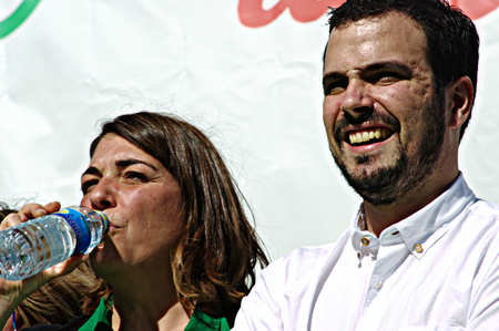 Seville (Spain) 28th February 2015 -Demonstration on the Day of Andalusia - Baltaar Garzon and Elena Cortesのeditorial素材
