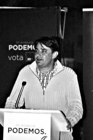 Carmona, Sevilla, Spani,  11 March 2015 -  Political meeting of PODEMOS, the new left wing partyのeditorial素材