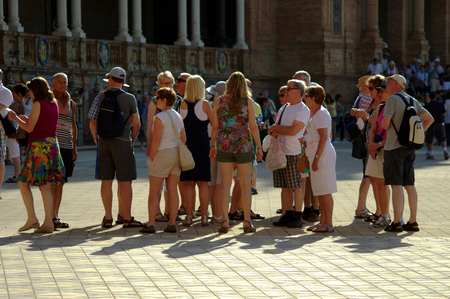 Seville Spain 2nd June 2015  Urban life: Standers by in the streetのeditorial素材
