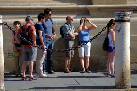 Seville Spain 2nd June 2015  Urban life: Standers by in the streetのeditorial素材