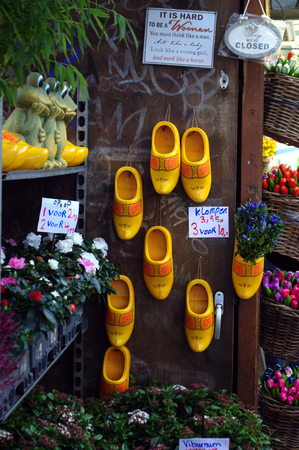 Netherlands, Amsterdam 11th October 2015 - Flower market - Clogsのeditorial素材