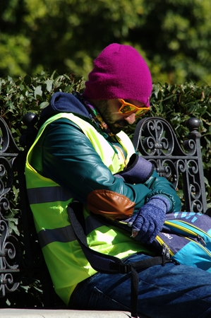 Seville, Spain, 10th March, 2016 - Street photography: Sleepy manのeditorial素材
