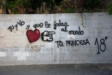 Love declaration on Chiclana wallsの写真素材
