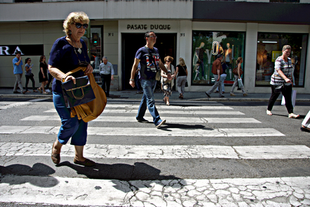 Seville - Spain - 24 May 2016 - Urban life. People walking in the streetのeditorial素材