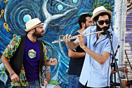 Granada, Spain, 1st October 2016 , Urban life: Street band performing in the street