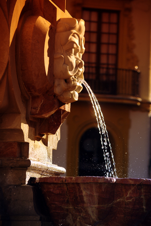 Fountain with a carved faceの写真素材