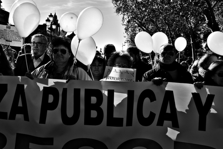 Seville, 15th January 2017 - The white Tide - a political demonstration in behalf of the health servicesのeditorial素材