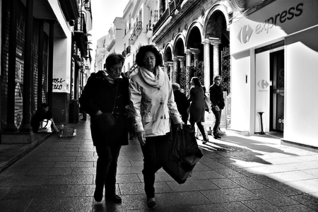 Seville, 8th February 2017 - Urban life. People walking in the streetのeditorial素材