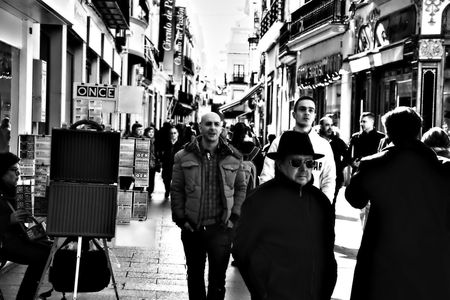 Seville, 8th February 2017 - Urban life. People walking in the streetのeditorial素材
