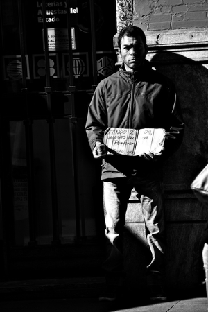 Seville, 8th February 2017 - Urban life - Beggar in the streetのeditorial素材