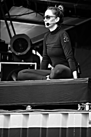 Ghent, Belgium - Urban life - a street musician and singerのeditorial素材