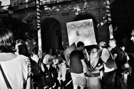 Seville, Spain, 9th September 2017 - Feminist demonstration against mistreatment to women