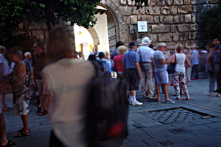 People in motion in the streetのeditorial素材