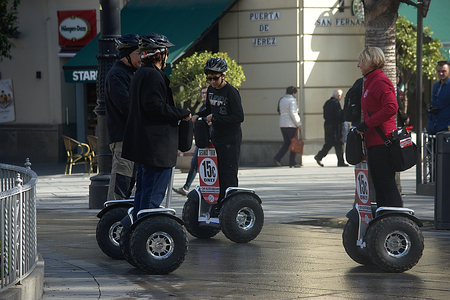 Seville, Spain, 24th January 2018 - Urban life - People with segwaysのeditorial素材