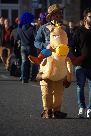 Cadiz, Spain, 11th February 2018 - Cadiz Carnaval, groups, people & masksのeditorial素材