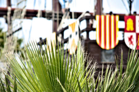 This is the Carabel pier in Huelva where are the three sails that Christopher Columbus used, It is a...