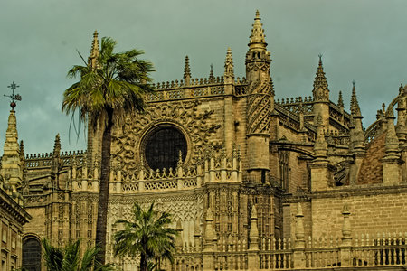 Seville cathedral is gothic. It is probable the largest gothic buildin in the worldの写真素材