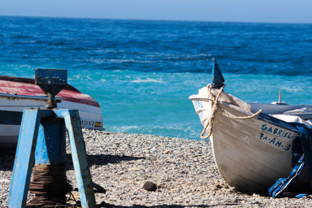 The beach of saint Cristopher is a beautiful place with nice neaches and hills at the backの写真素材
