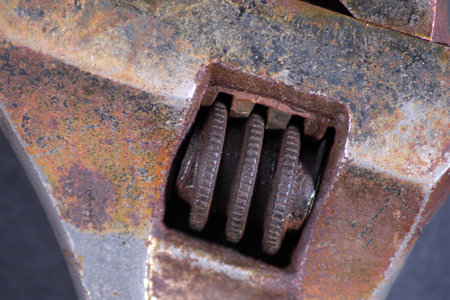 This is a macrophotograph of a rusted wrench. It aims to be an abstract compositionの写真素材