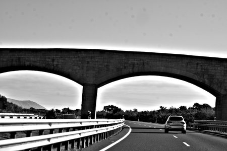 This is the road to Extremadura. An overpass and bridge with two arches