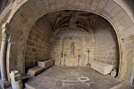 This is the cloister of Plasencia Cathedral. This monument is a beautiful gothic buildingの写真素材