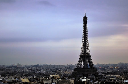  France Eiffel Tower  View of Paris during sunset のeditorial素材